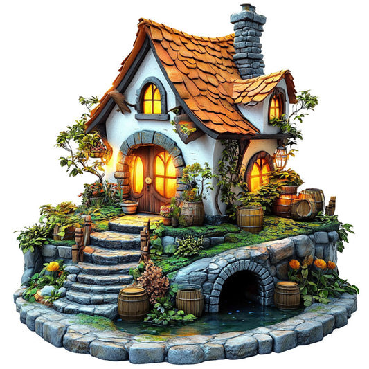 Fairy Tale Cottage and Garden Wooden Jigsaw Puzzle