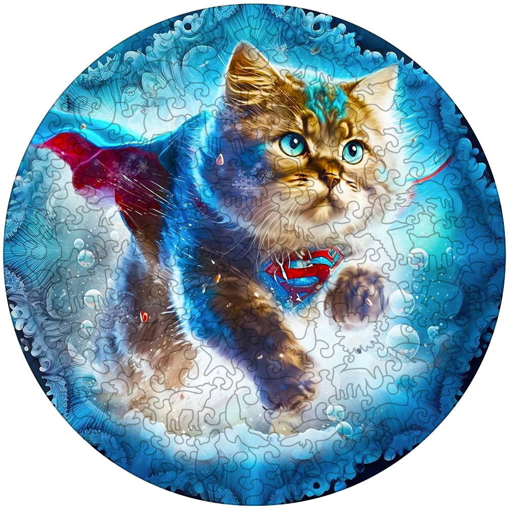 Mandala cat - the lord of cold Wooden Jigsaw Puzzle
