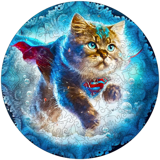 Mandala cat - the lord of cold Wooden Jigsaw Puzzle