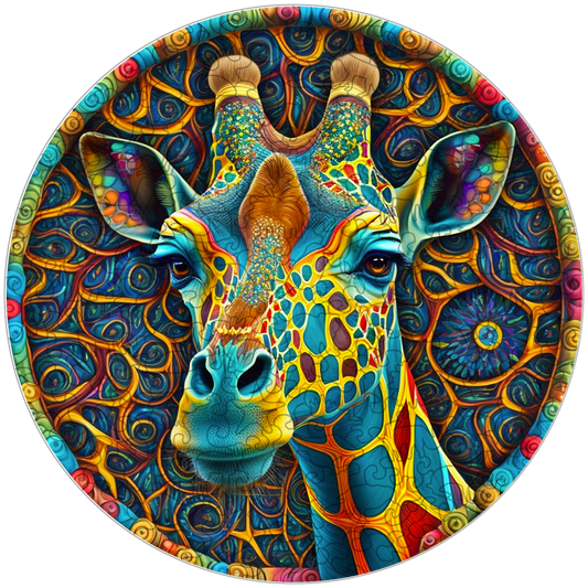 Psychedelic Giraffe Wooden Jigsaw Puzzle