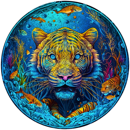Psychedelic Tiger Wooden Jigsaw Puzzle