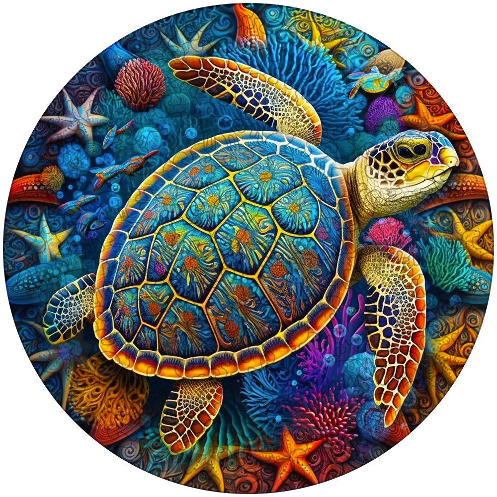 Havssköldpadda akvarell trä pussel