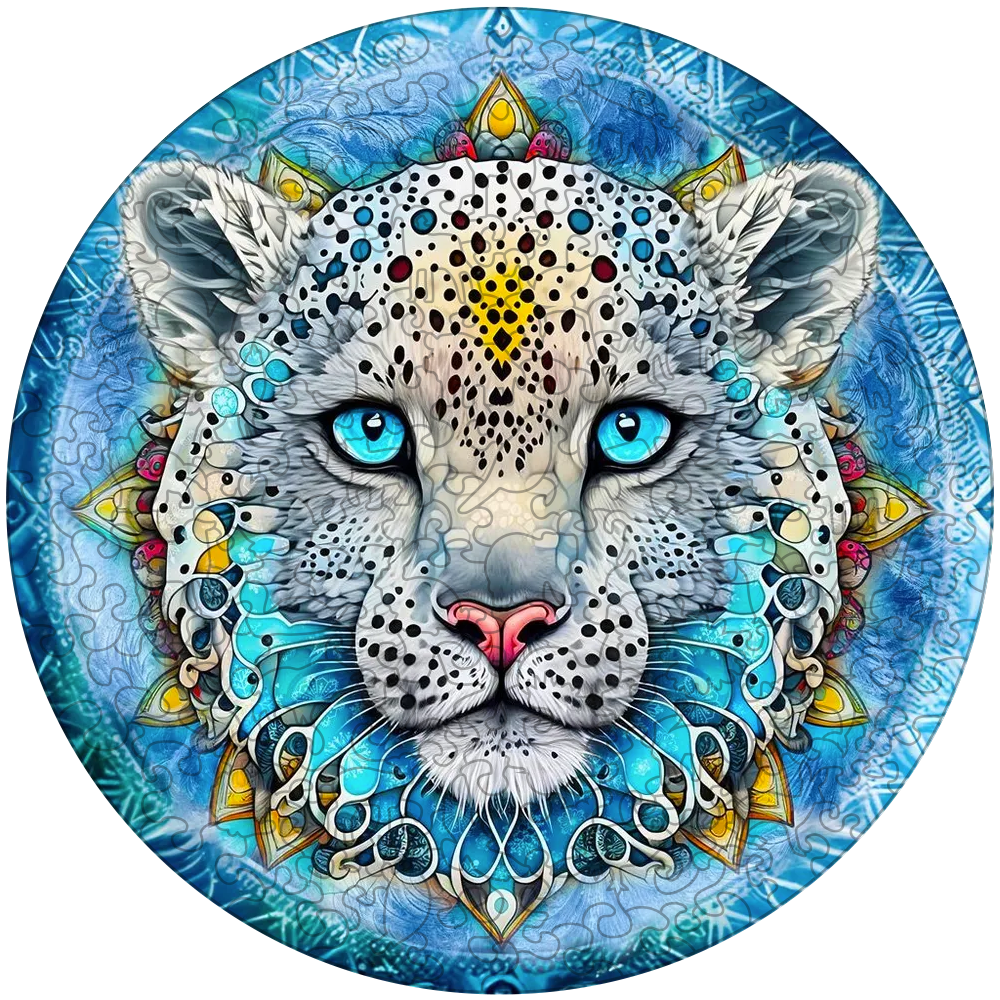 Snow Leopard Mandala trä pussel