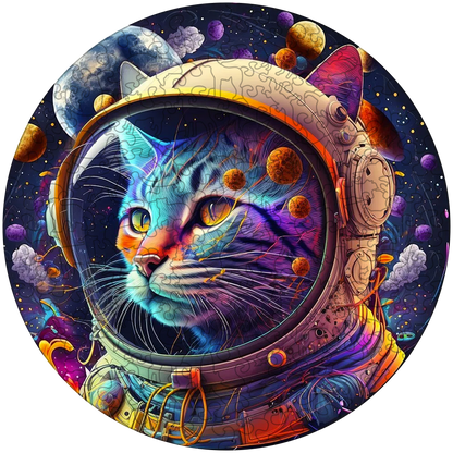 Space Cat Cute Kittens Wooden Jigsaw Puzzle