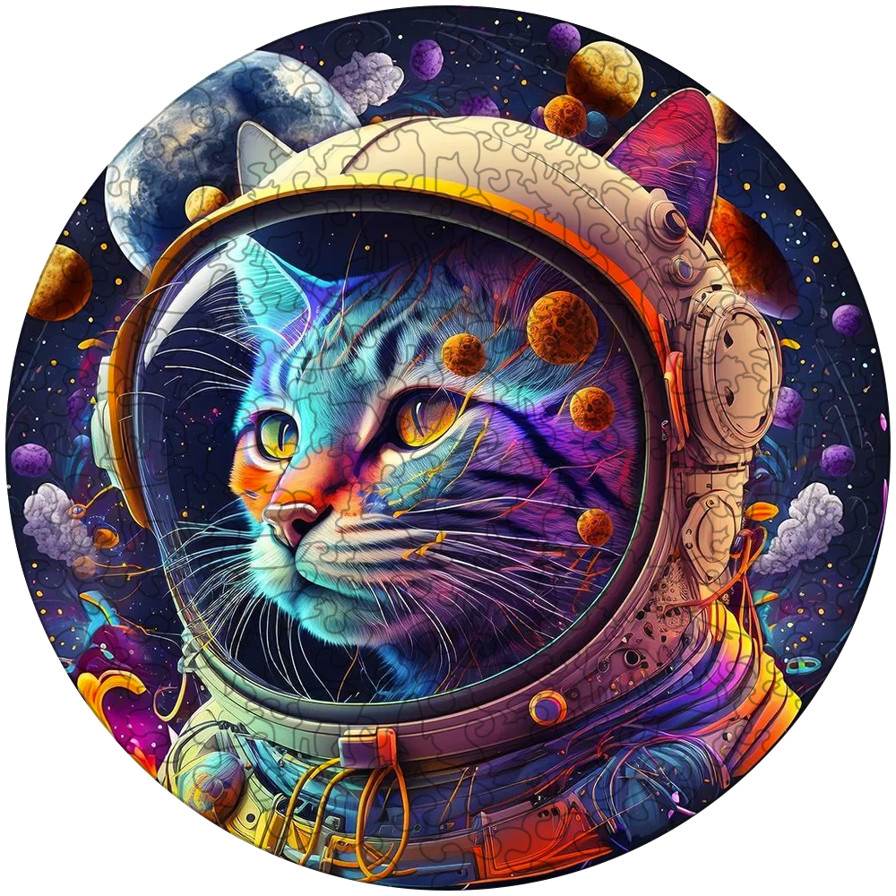 Space Cat söta kattungar trä pussel