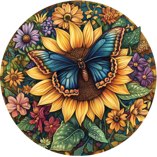 Sunflower and Butterfly Wooden Jigsaw Puzzle