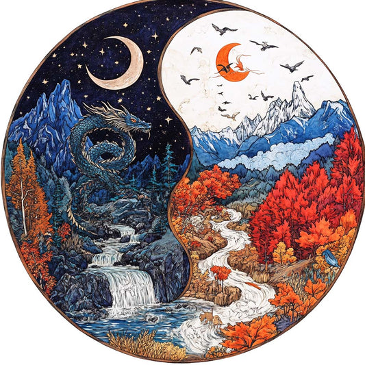 Yin-Yang Dragon Wooden Jigsaw Puzzle