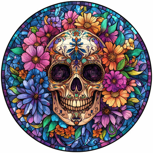 Floral Skull Wooden Jigsaw Puzzle