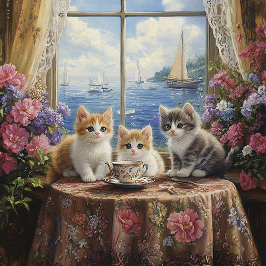 Kitten Tea Party Wooden Jigsaw Puzzle