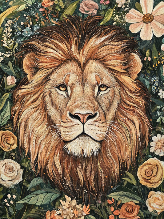 Lion in Bloom Wooden Jigsaw Puzzle