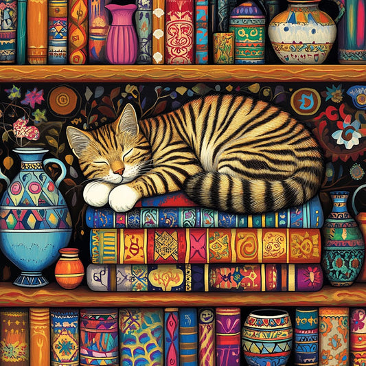 Sleepy Shelf Cat Wooden Jigsaw Puzzle