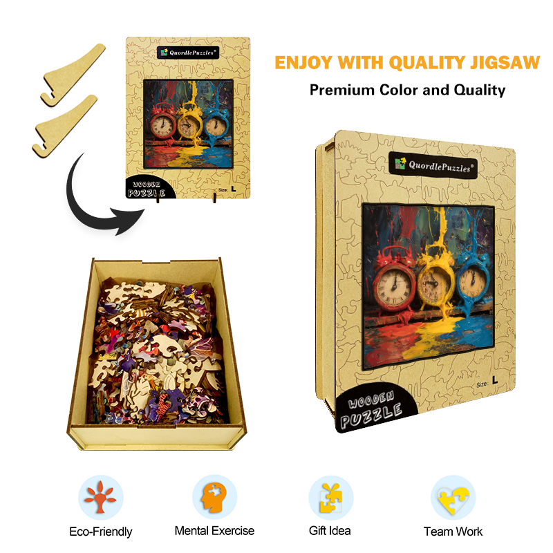 Colorful Clocks Wooden Jigsaw Puzzle