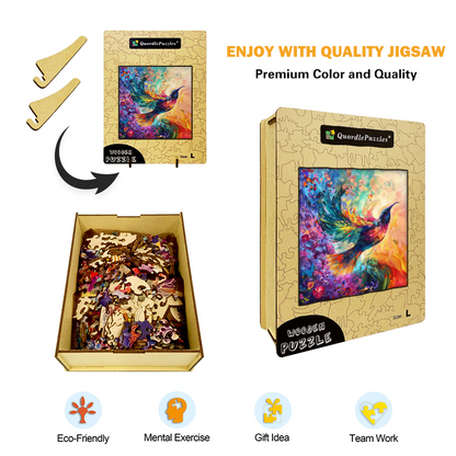 Colorful Hummingbird Wooden Jigsaw Puzzle