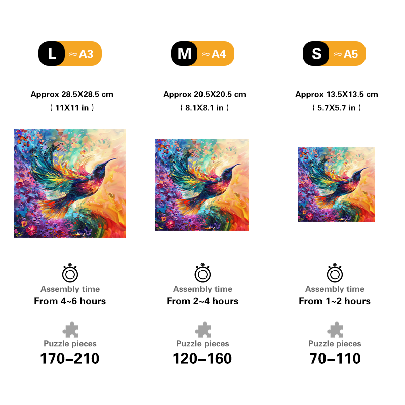 Colorful Hummingbird Wooden Jigsaw Puzzle