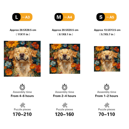 Dog in Flowers Wooden Jigsaw Puzzle