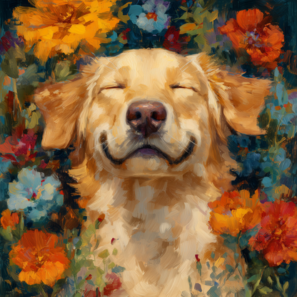 Dog in Flowers Wooden Jigsaw Puzzle