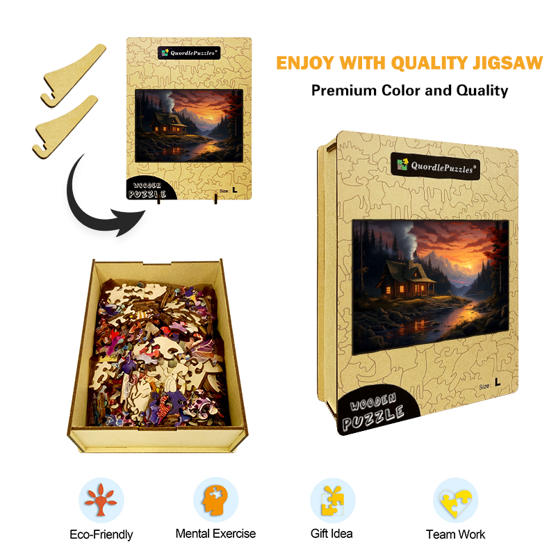 Dusk Cabin Wooden Jigsaw Puzzle