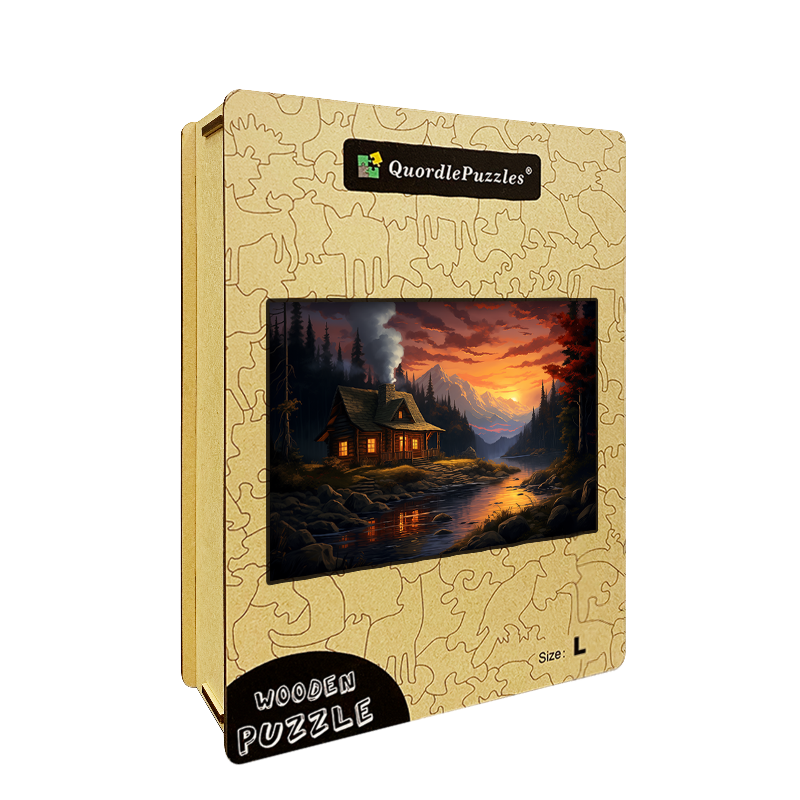 Dusk Cabin Wooden Jigsaw Puzzle