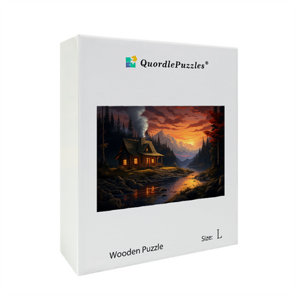 Dusk Cabin Wooden Jigsaw Puzzle