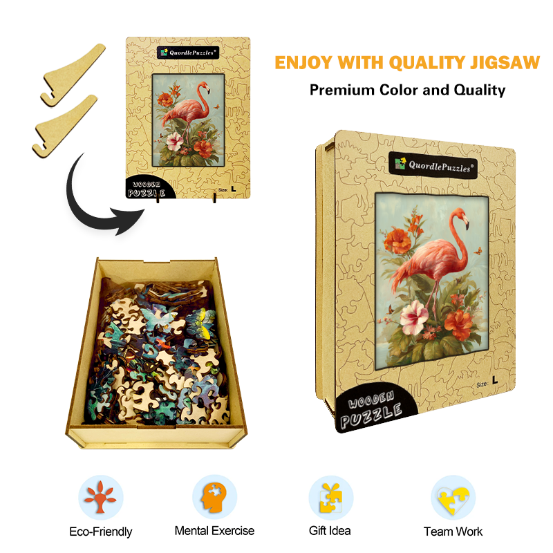 Flamingo Charm Wooden Jigsaw Puzzle
