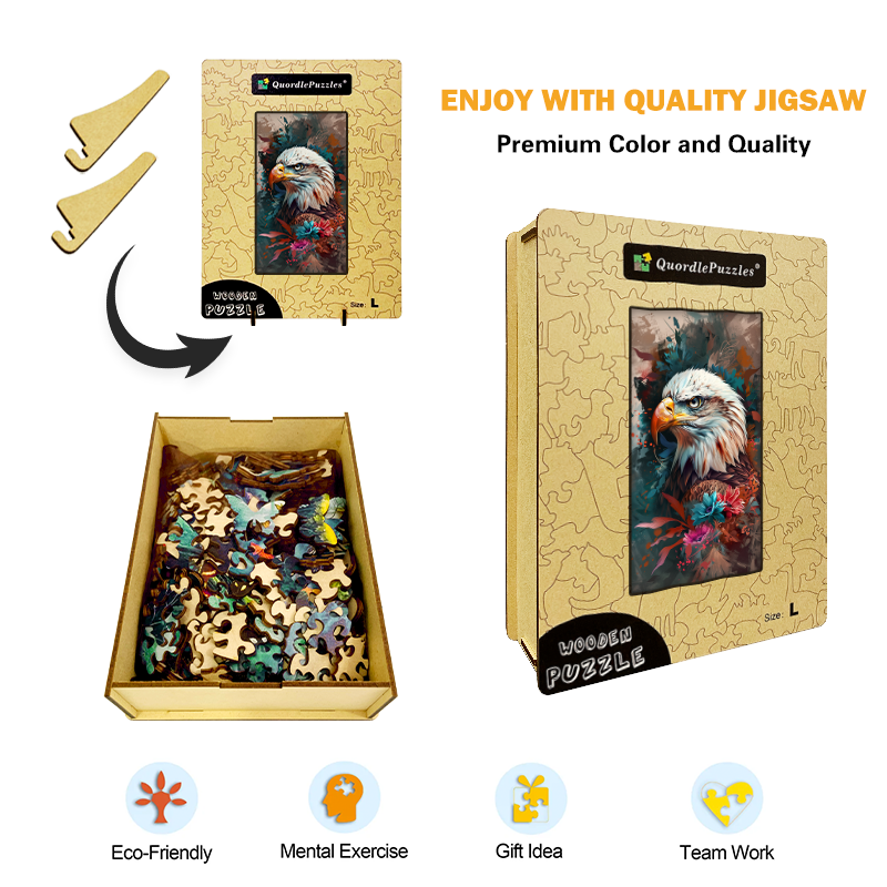 Floral Eagle Wooden Jigsaw Puzzle