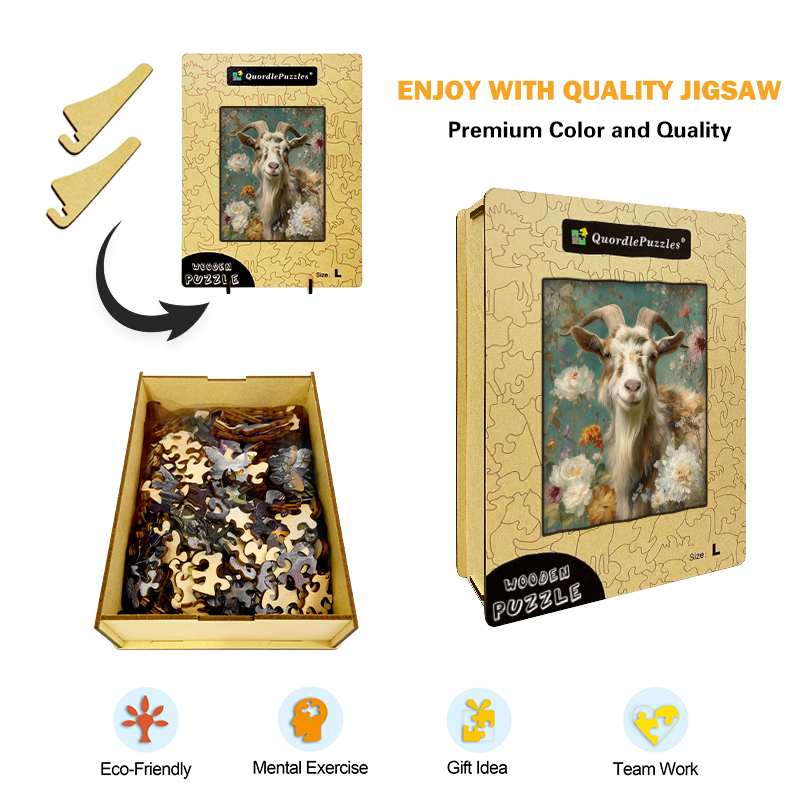 Flower Goat Wooden Jigsaw Puzzle