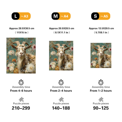 Flower Goat Wooden Jigsaw Puzzle