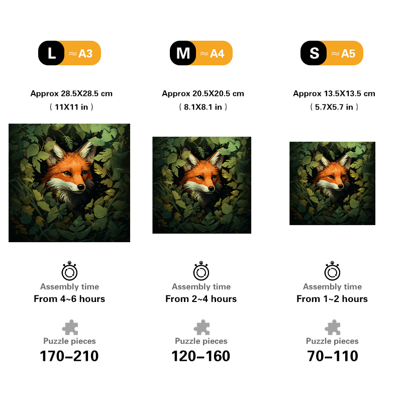 Fox in Leaves Wooden Jigsaw Puzzle