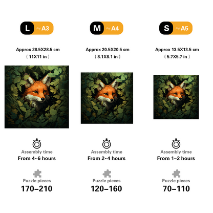 Fox in Leaves Wooden Jigsaw Puzzle