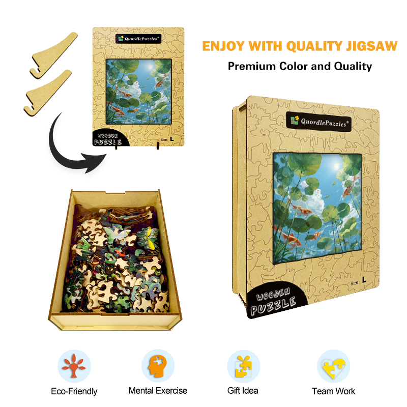 Koi in Water Wooden Jigsaw Puzzle