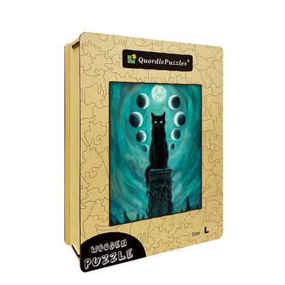 Moonlit Cat Wooden Jigsaw Puzzle