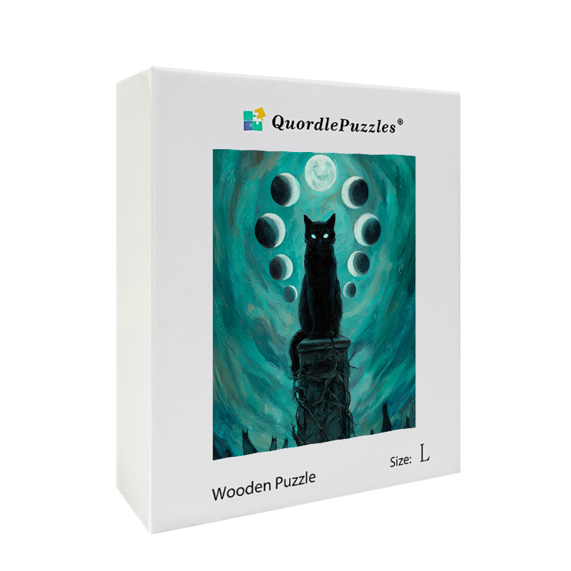 Moonlit Cat Wooden Jigsaw Puzzle