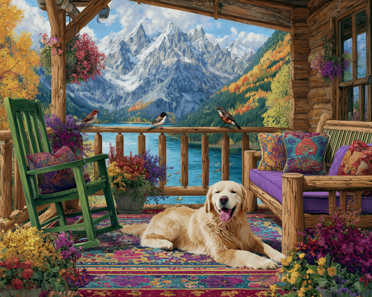 Mountain View Porch Wooden Jigsaw Puzzle