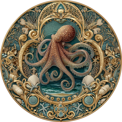 Ornate Octopus Seashell Wooden Jigsaw Puzzle