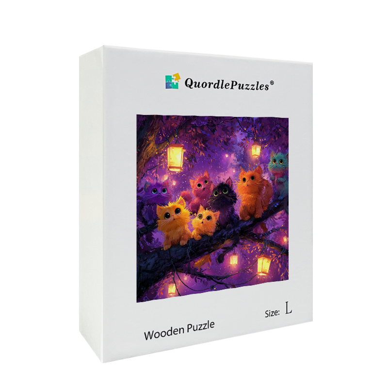 Purple Kitten Fantasy Wooden Jigsaw Puzzle