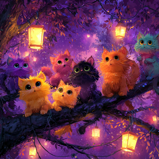 Purple Kitten Fantasy Wooden Jigsaw Puzzle