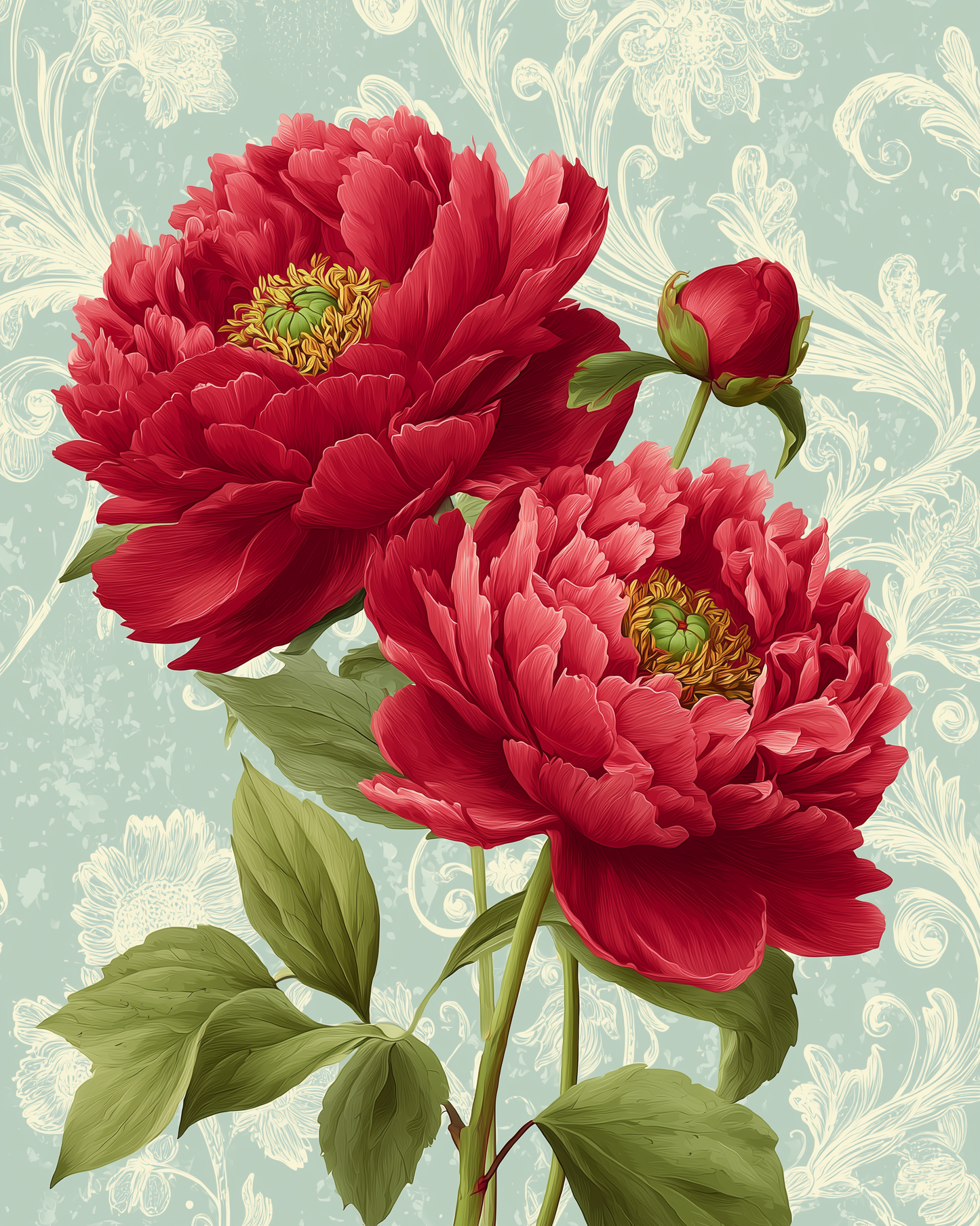 Red Peonies Wooden Jigsaw Puzzle