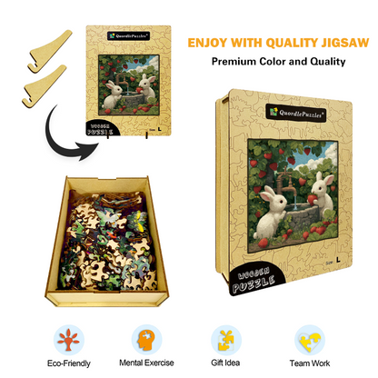 Strawberry Bunnies Wooden Jigsaw Puzzle