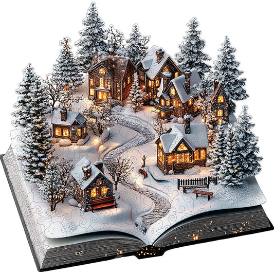 3D Snowy Village Wooden Jigsaw Puzzle