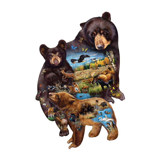 🔥LAST DAY 91% OFF-Bear Family Adventure Wooden Jigsaw Puzzle
