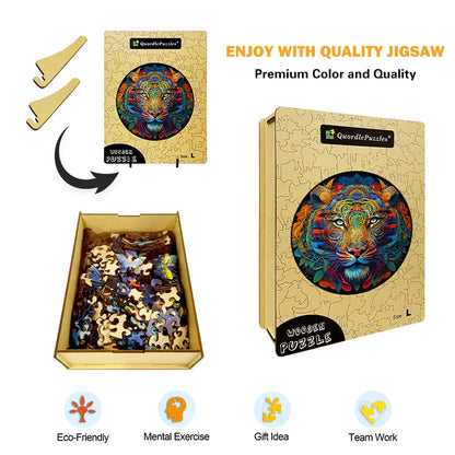 Snow Leopard Mandala Wooden Jigsaw Puzzle