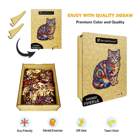 Colorful Cat Wooden Puzzle