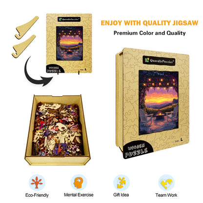 Vineyard Sunset Patio Wooden Jigsaw Puzzle