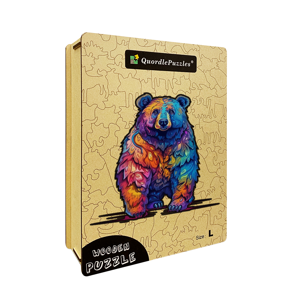 🔥LAST DAY 91% OFF-Beautiful psychedelic furious bear Wooden Jigsaw Puzzle