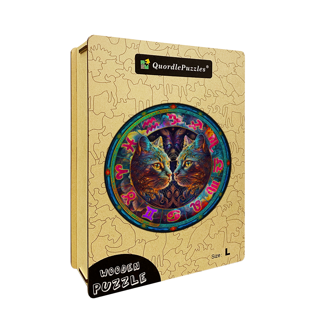 Colorful Abstract Cat Wooden Jigsaw Puzzle