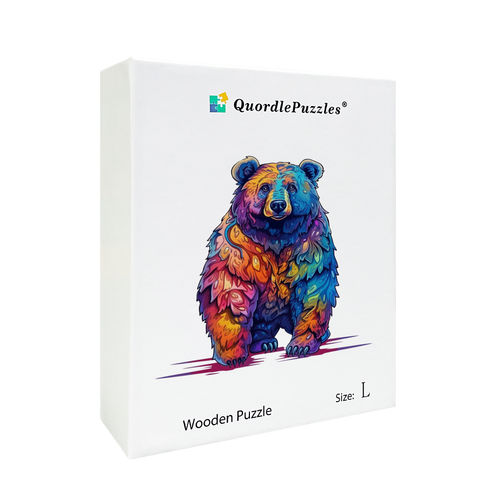 🔥LAST DAY 91% OFF-Beautiful psychedelic furious bear Wooden Jigsaw Puzzle