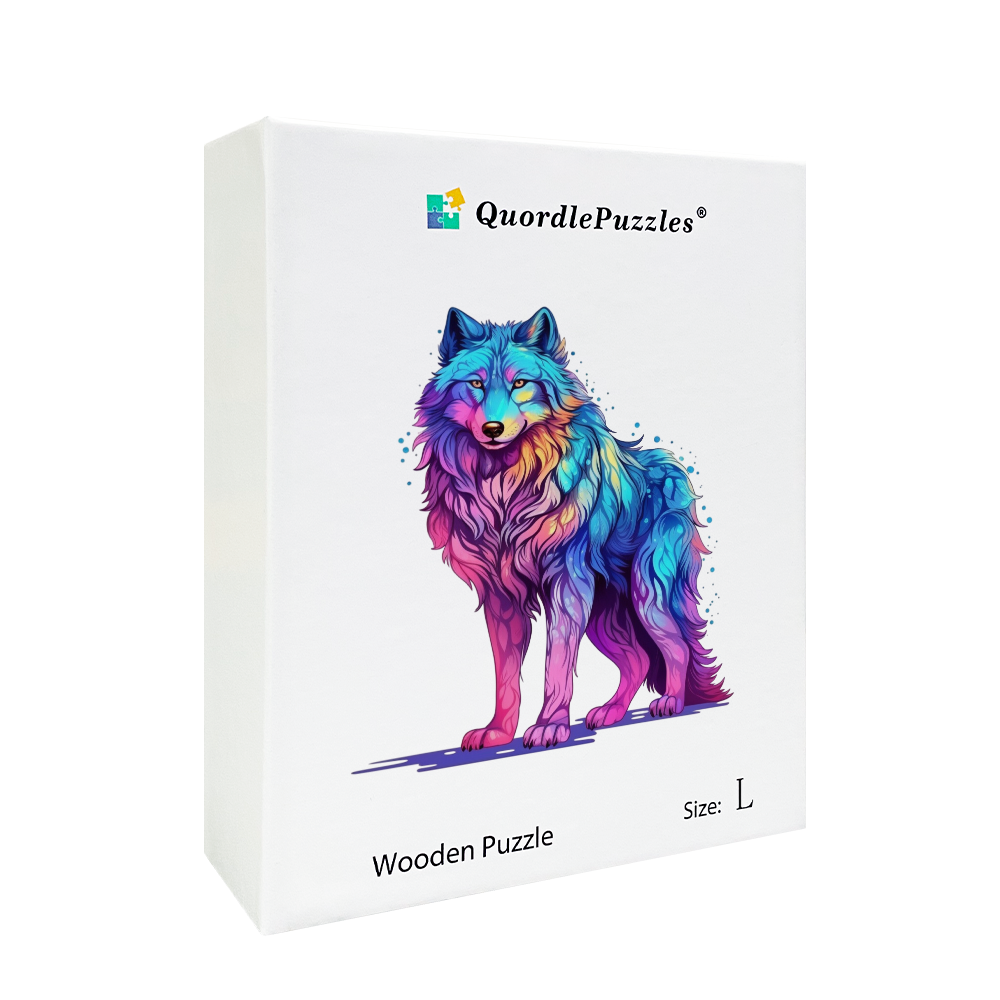 🔥LAST DAY 92% OFF-Majestic Rainbow Wolf Wooden Jigsaw Puzzle