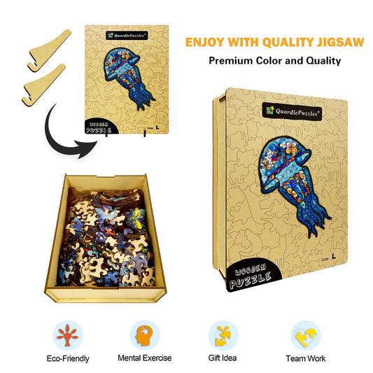 Ocean Bloom Squid Wooden Jigsaw Puzzle