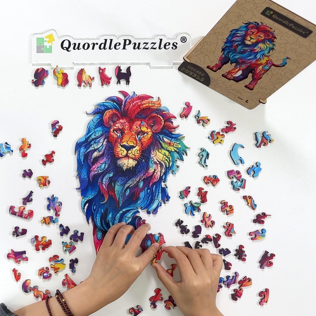 Colorful lion Wooden Jigsaw Puzzle – Quordlepuzzles®