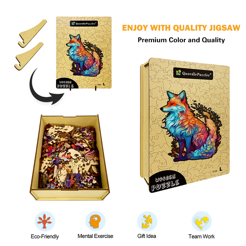 🔥LAST DAY 92% OFF-Wonderful FOX Colourful Wooden Jigsaw Puzzle